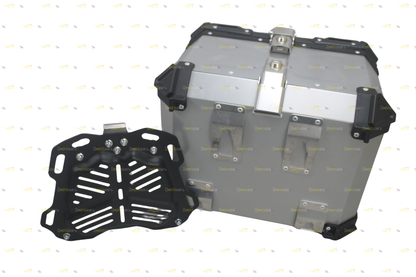 Silver Aluminum Luggage Top Box With Pads 45 LTR Compatible With Universal Motorcycle