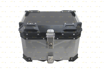 Silver Aluminum Luggage Top Box With Pads 45 LTR Compatible With Universal Motorcycle