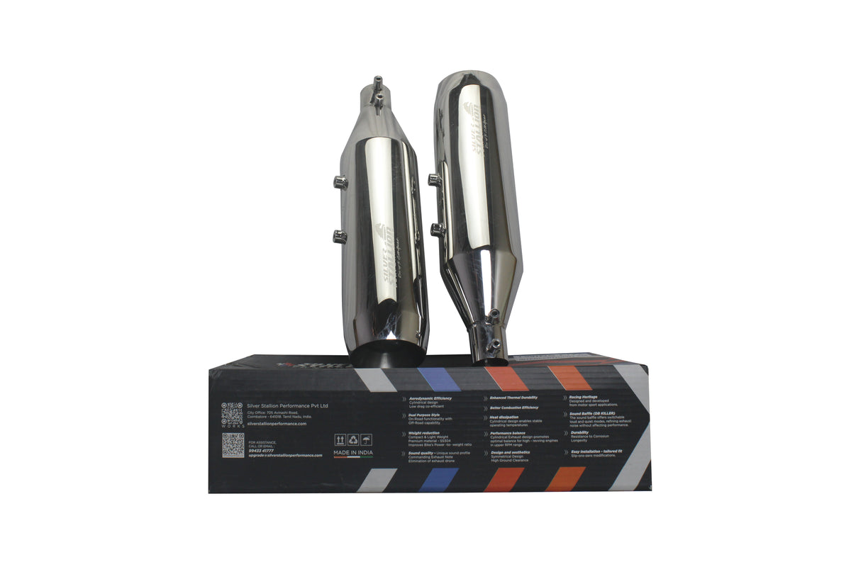 Silver Stallion Performance Silencer Exhaust Silver For Interceptor & Continental GT 650 Twins