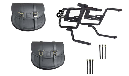 Genuine Leather Saddle Bag with Saddle Stay Pair for All Super Meteor 650