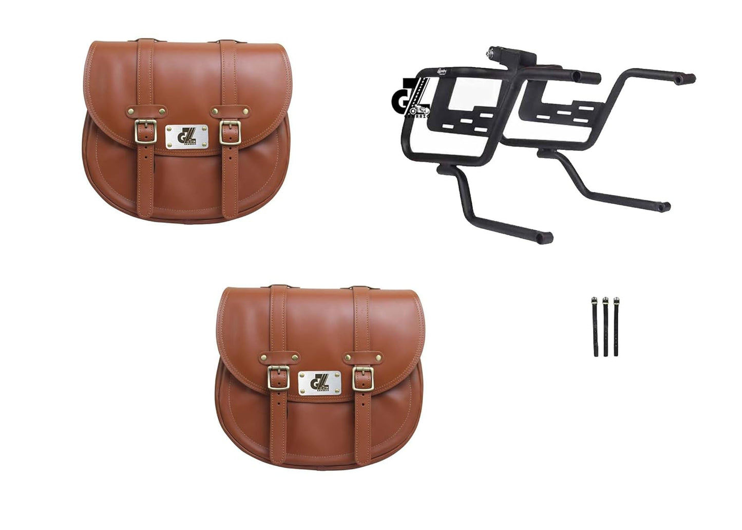 Genuine Leather Saddle Bag with Saddle Stay Pair for All Super Meteor 650