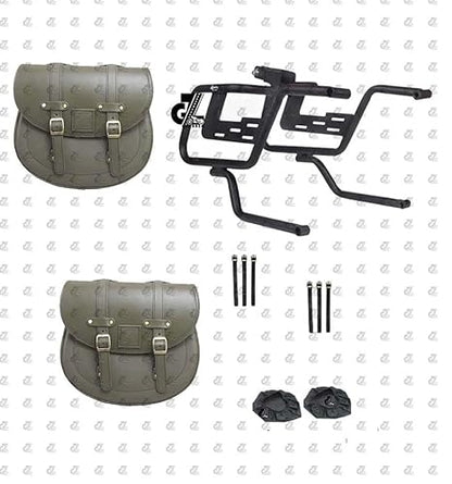 Genuine Leather Saddle Bag with Saddle Stay Pair for All Super Meteor 650
