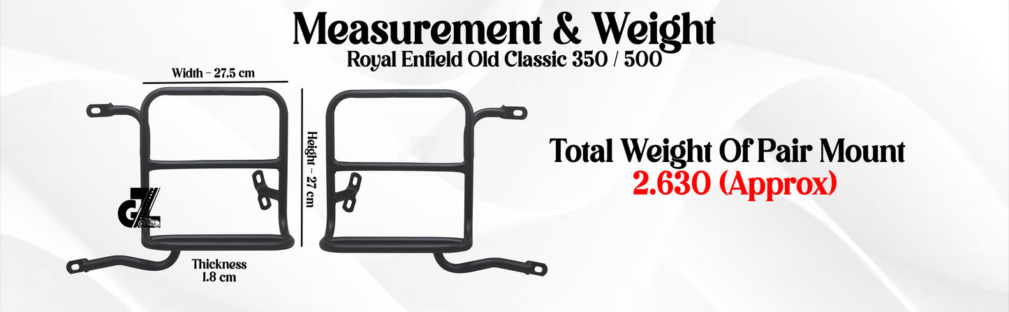 Black Canvas Pannier Bag Pair With Saddle Stay Pair Fit for Royal Enfield Old Classic 350/500