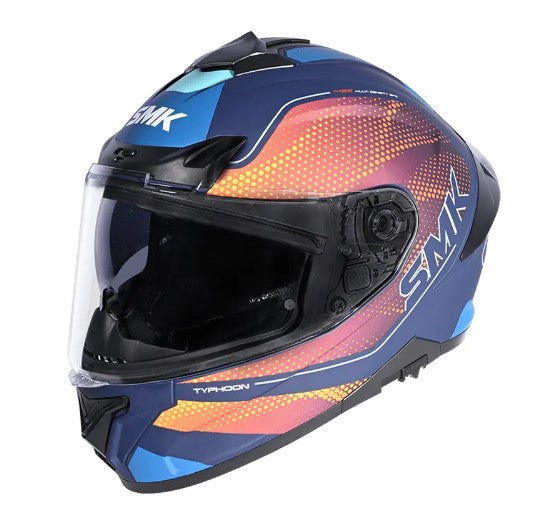 SMK Typhoon Mystic Gloss Blue Yellow (GL554) Helmet