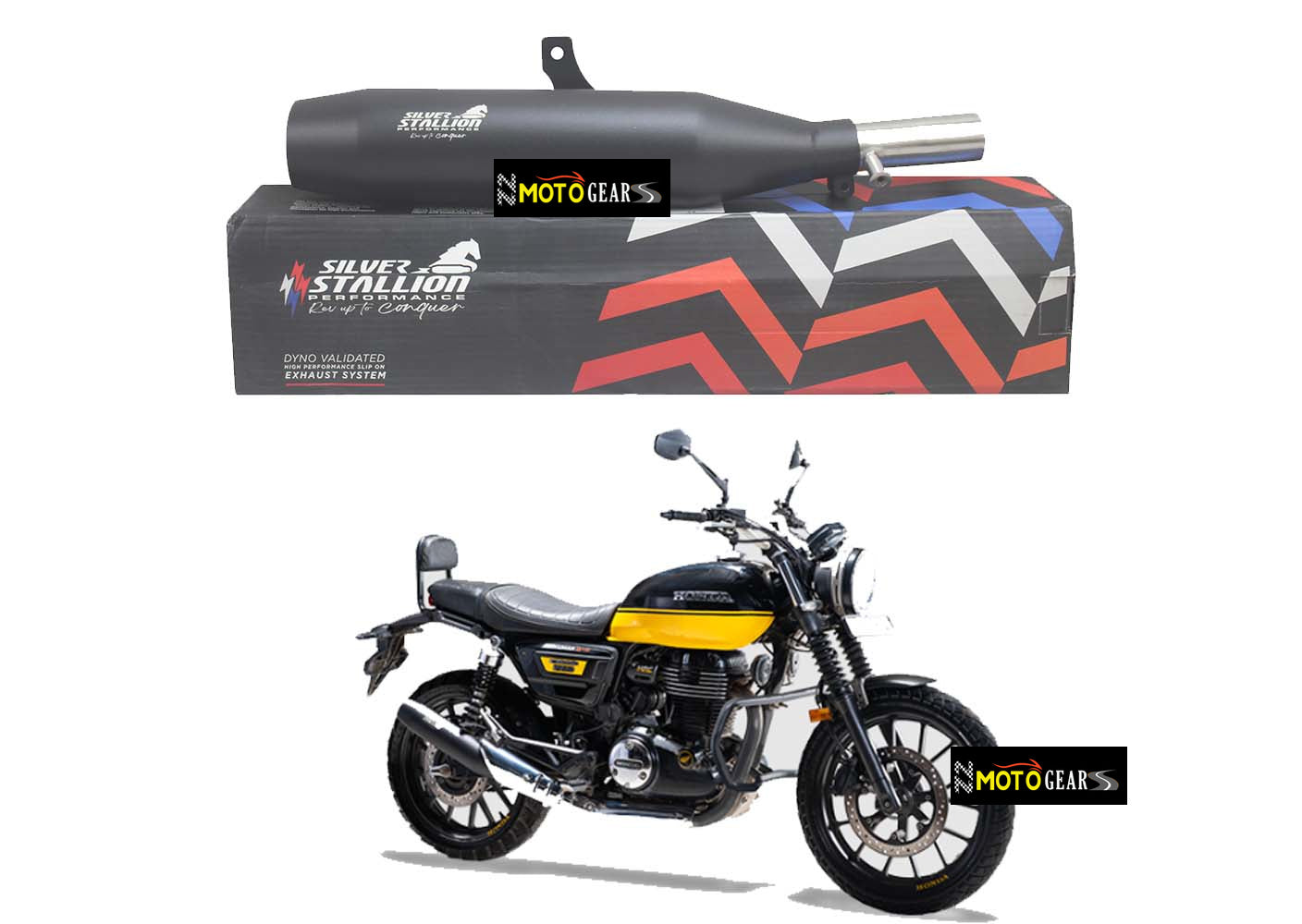 Silver Stallion Performance Drift Matt Black Silencer Exhaust For Honda CB350RS