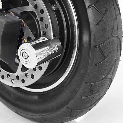 Stainless Steel Heavy Duty Painted Finish Disc Brake Anti Theft 7mm Pin Wheel Locking Security Lock for Bike and Motorcycle (Chrome)