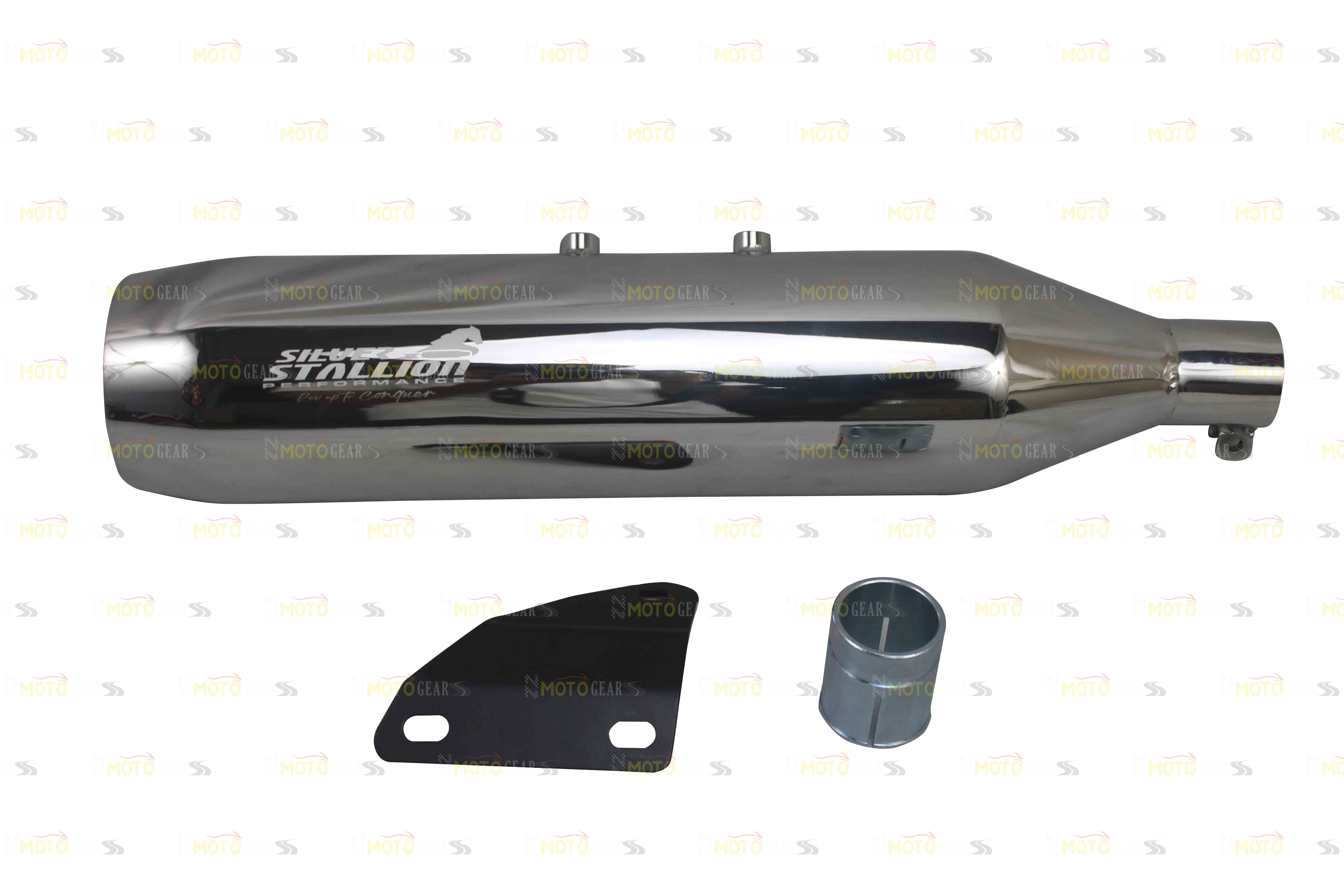 Stallion Performance Silencer Exhaust Silver For Himalayan 411 & Scram 411 /440