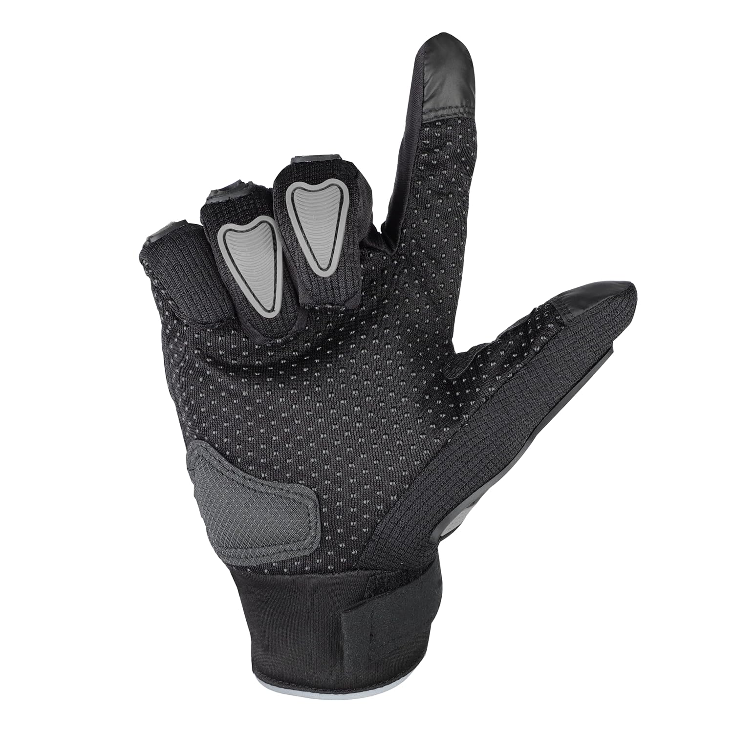 Steelbird Polyester Full Finger Bike Riding Gloves With Touch Screen Sensitivity At Thumb & Index Finger, Protective Off-Road Motorbike Racing Black & Grey