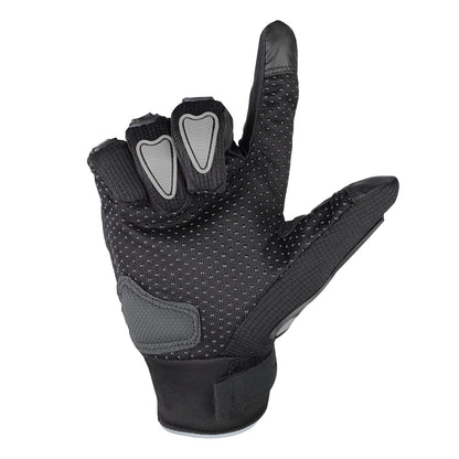 Steelbird Polyester Full Finger Bike Riding Gloves With Touch Screen Sensitivity At Thumb & Index Finger, Protective Off-Road Motorbike Racing Black & Grey