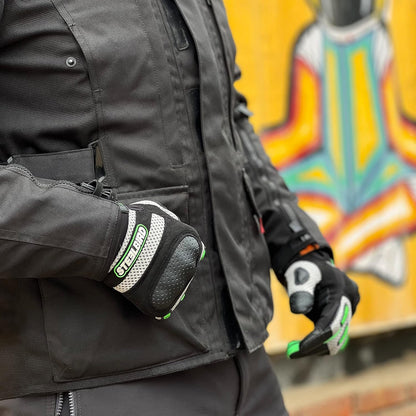 Steelbird Polyester Adventure A-1 Full Finger Riding Gloves with Touch Screen Sensitivity at Thumb and Index Finger, Protective Off-Road Motorbike Racing Cycling Green