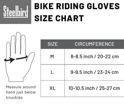 Steelbird Polyester Adventure A-1 Full Finger Riding Gloves with Touch Screen Sensitivity at Thumb and Index Finger, Protective Off-Road Motorbike Racing Cycling Green