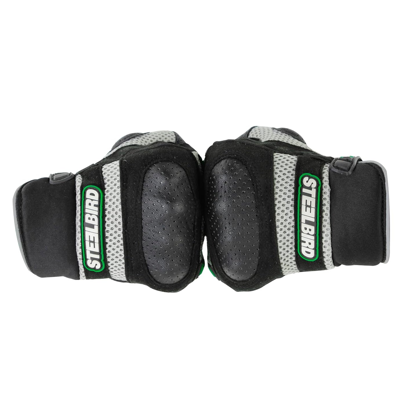 Steelbird Polyester Adventure A-1 Full Finger Riding Gloves with Touch Screen Sensitivity at Thumb and Index Finger, Protective Off-Road Motorbike Racing Cycling Green