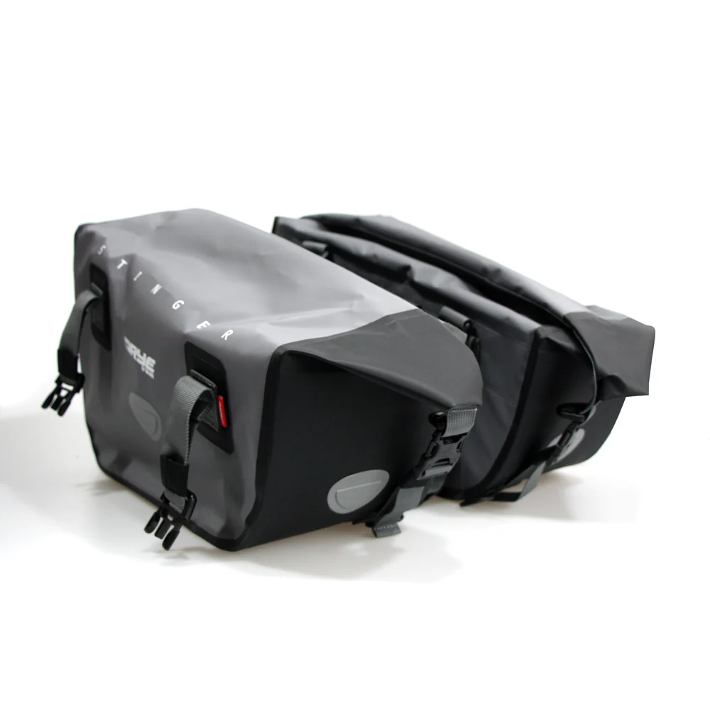 Okami Stinger 40L IPX6 Waterproof Motorcycle Saddle Bag (Grey)