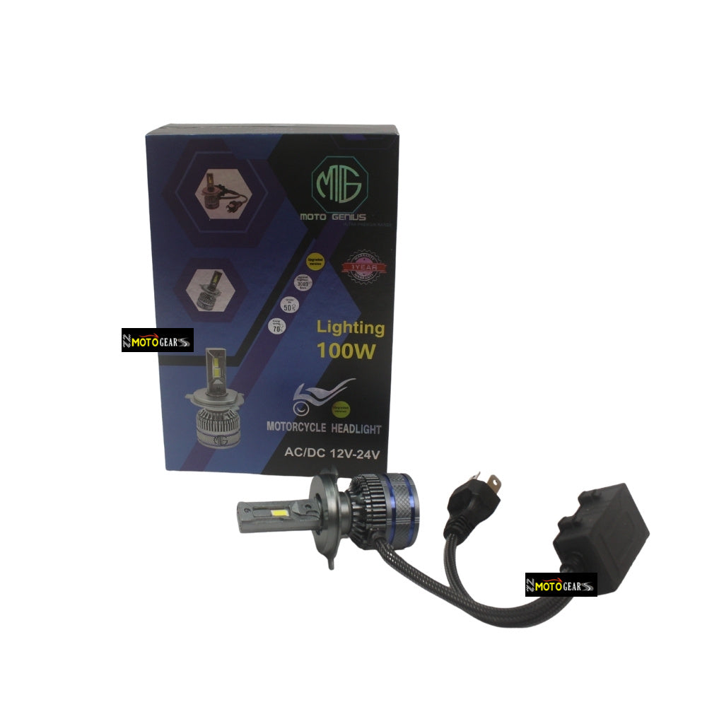 Super Bright 100W LED Headlight Conversion Kit for Universal Motercycle |Waterproof, High Performance, Energy Efficient, Steel & Aluminium Housing