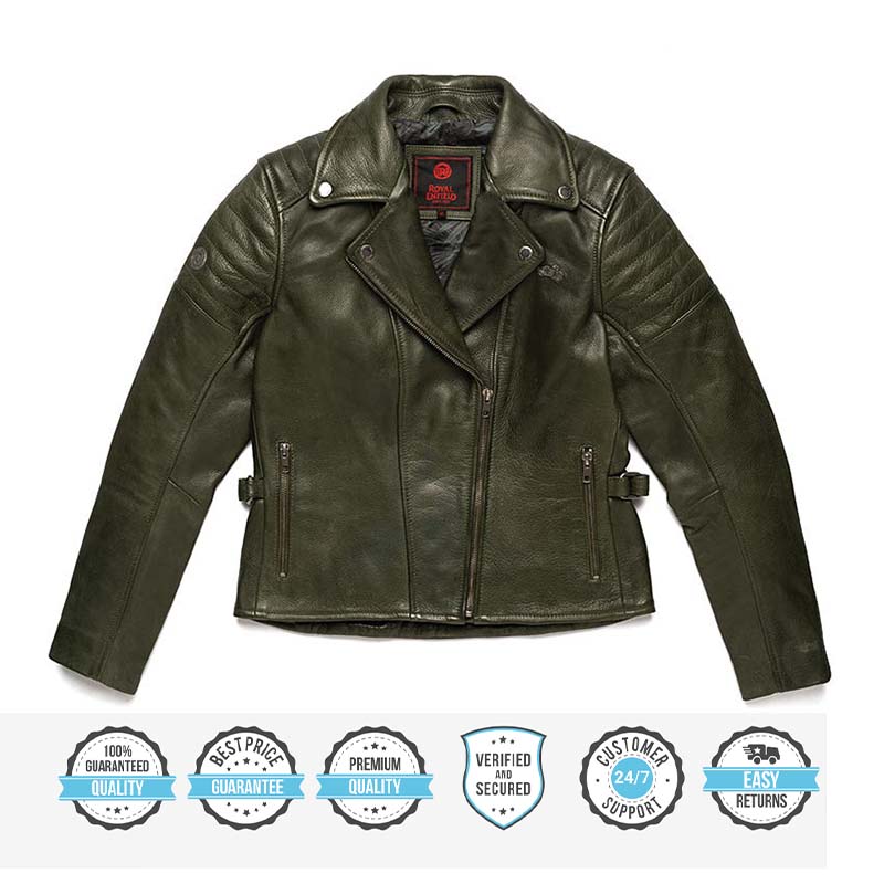 ROYAL ENFIELD THE WILD ONE LEATHER JACKET OLIVE