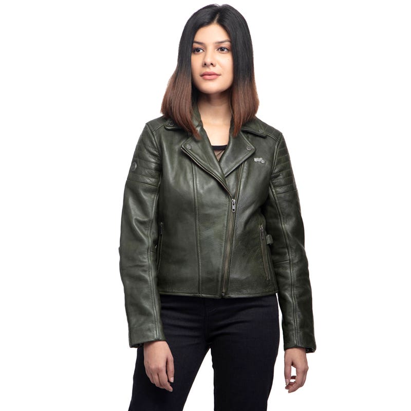 ROYAL ENFIELD THE WILD ONE LEATHER JACKET OLIVE