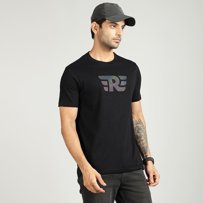 ROYAL ENFIELD THROTTLE REFLECTIVE T SHIRT BLACK