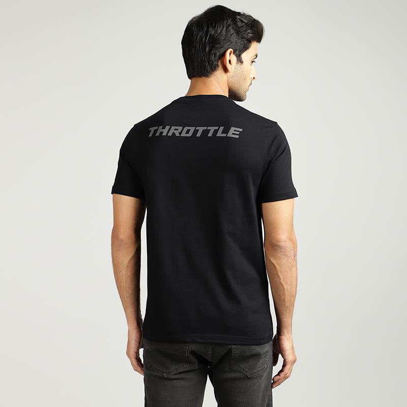 ROYAL ENFIELD THROTTLE REFLECTIVE T SHIRT BLACK