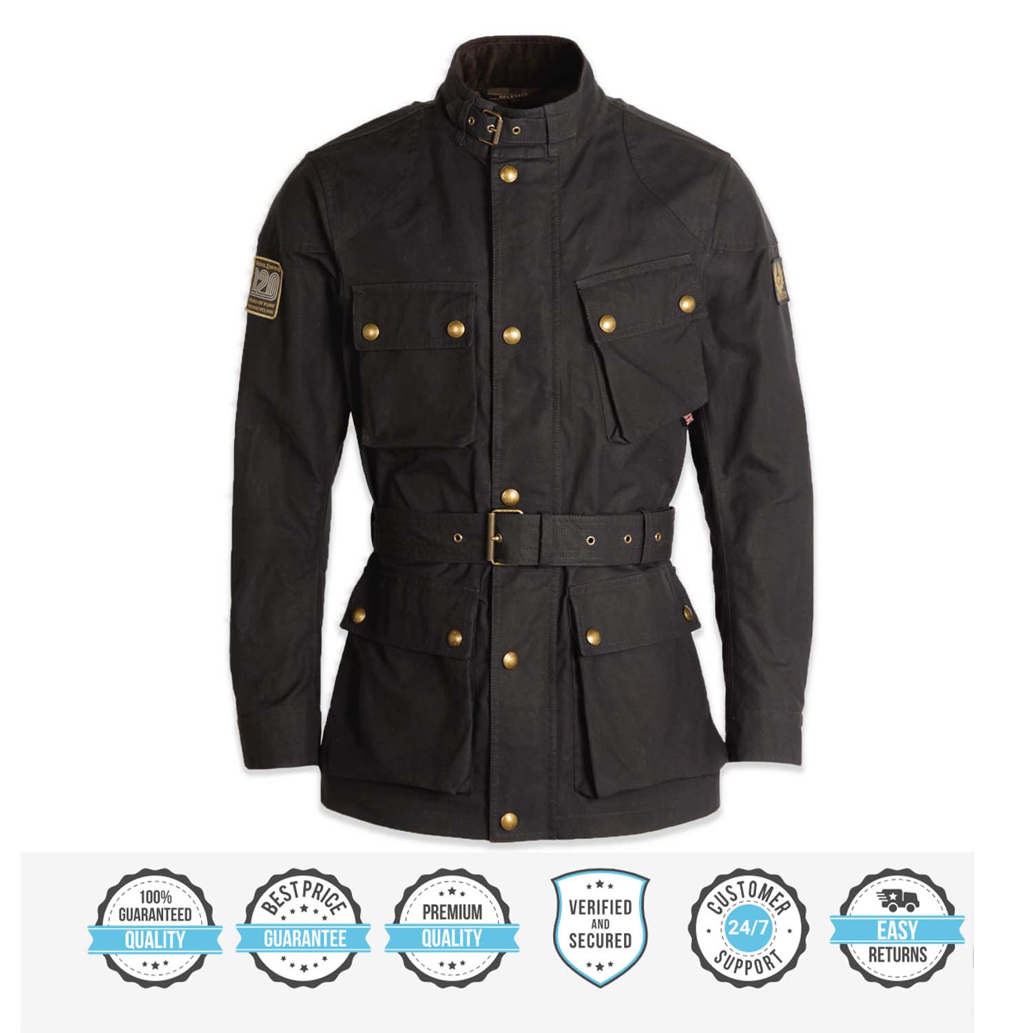 ROYAL ENFIELD TRIALMASTER WAXED COTTON MEN'S JACKET BLACK