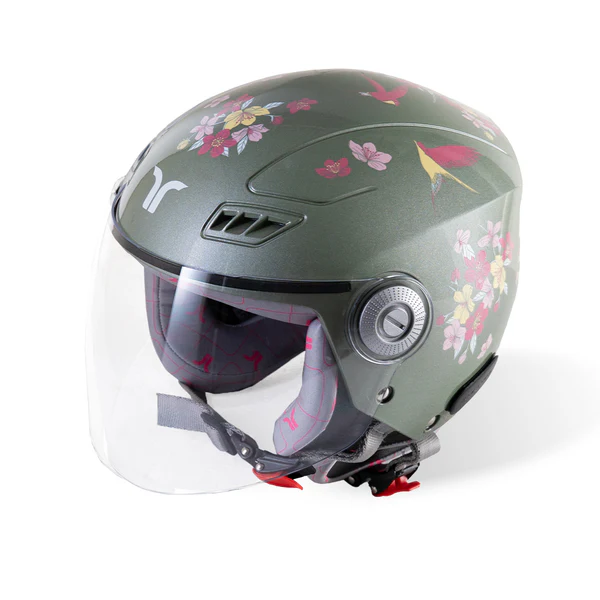 BLOSSOM JADE GREEN CUCOON WOMEN HALF FACE HELMET SIZE -M