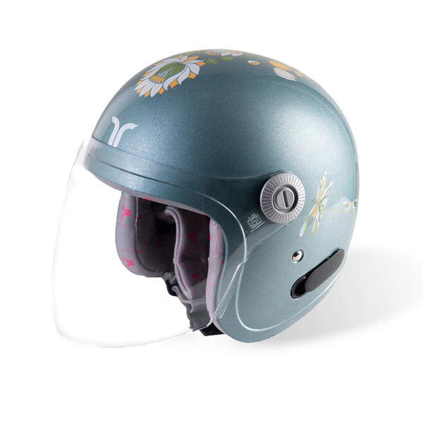 LOTUS FROST BLUE JET WOMEN HALF FACE HELMET SIZE -M