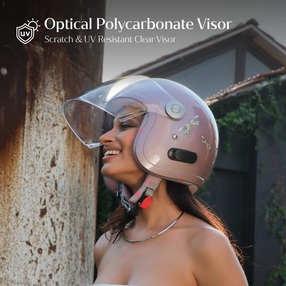 LOTUS ROSE GOLD JET WOMEN OPEN FACE/HALF FACE HELMET SIZE -M