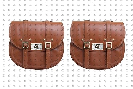 Genuine Leather Saddle Bag with Saddle Stay Pair for All Meteor 350
