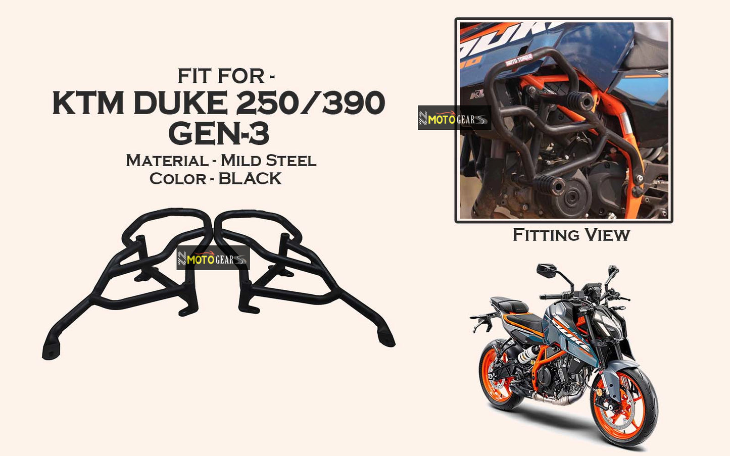 Moto Torque Thor Crash Guard With Slider For KTM duke 250/390 Gen3