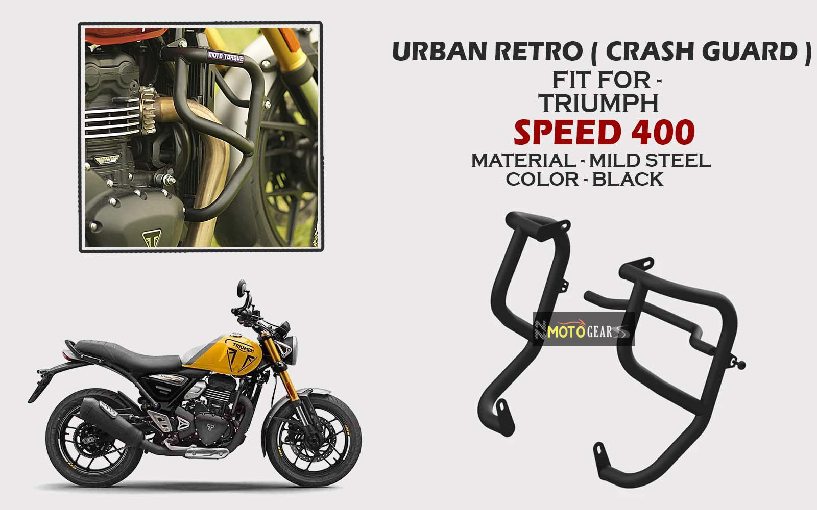 MOTO TORQUE CRASH GUARD URBAN RETRO FOR TRIUMPH SPEED & SCRAMBLER 400