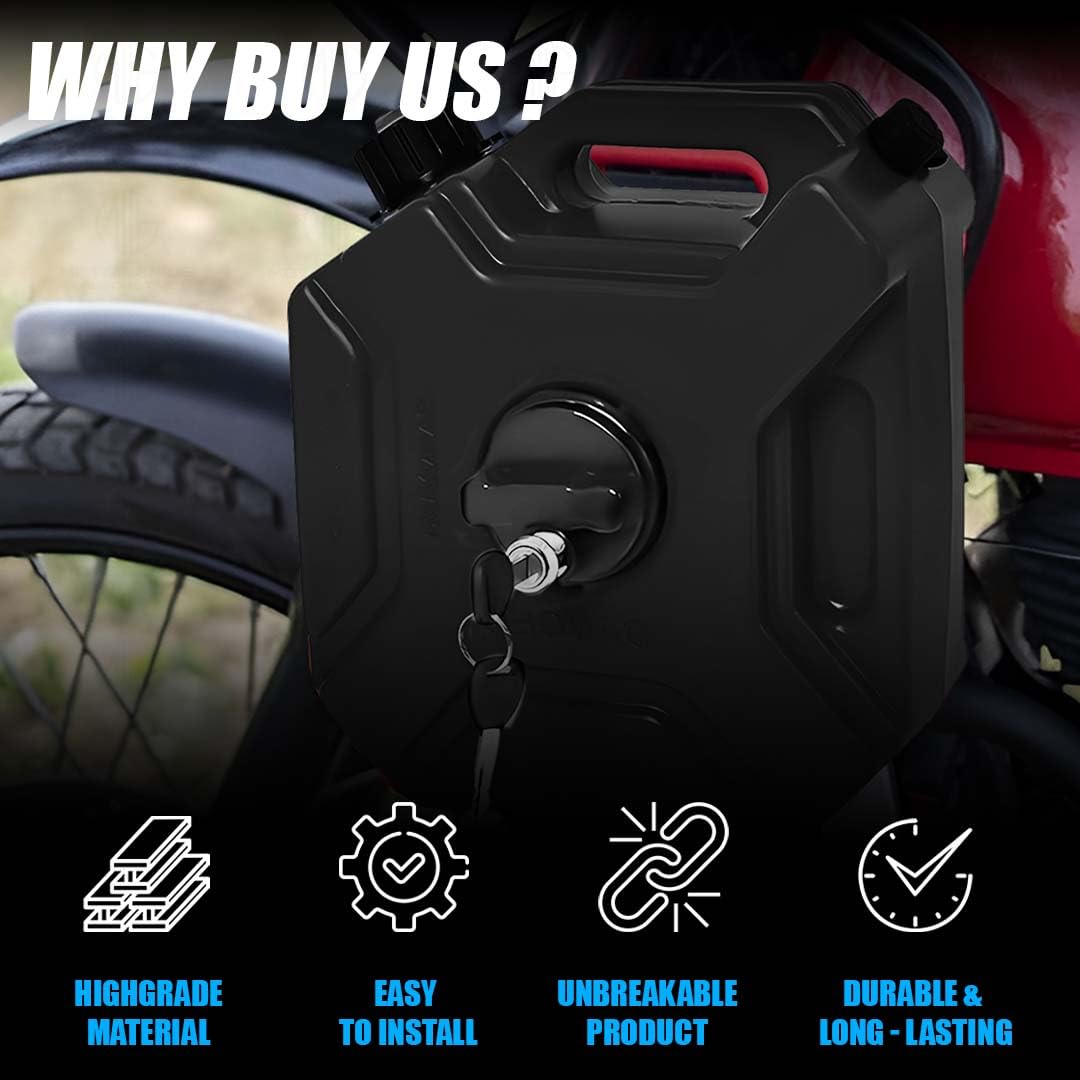 Universal 5 Liter Fuel Jerry Can 1 Pair Black For Universal Motorcycle Fuel Container Heavy Duty construction for Petrol/diesel/kerosene Storage