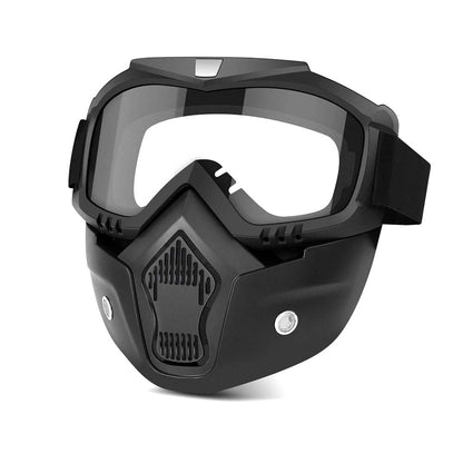 Goggle Mask Anti Scratch UV Protective Open Face & Eyewear Windproof Dirt Shield Adjustable Strap Soft Foam Padded Detachable for Cycling Bike Off Road Racing Riding Unisex Clear