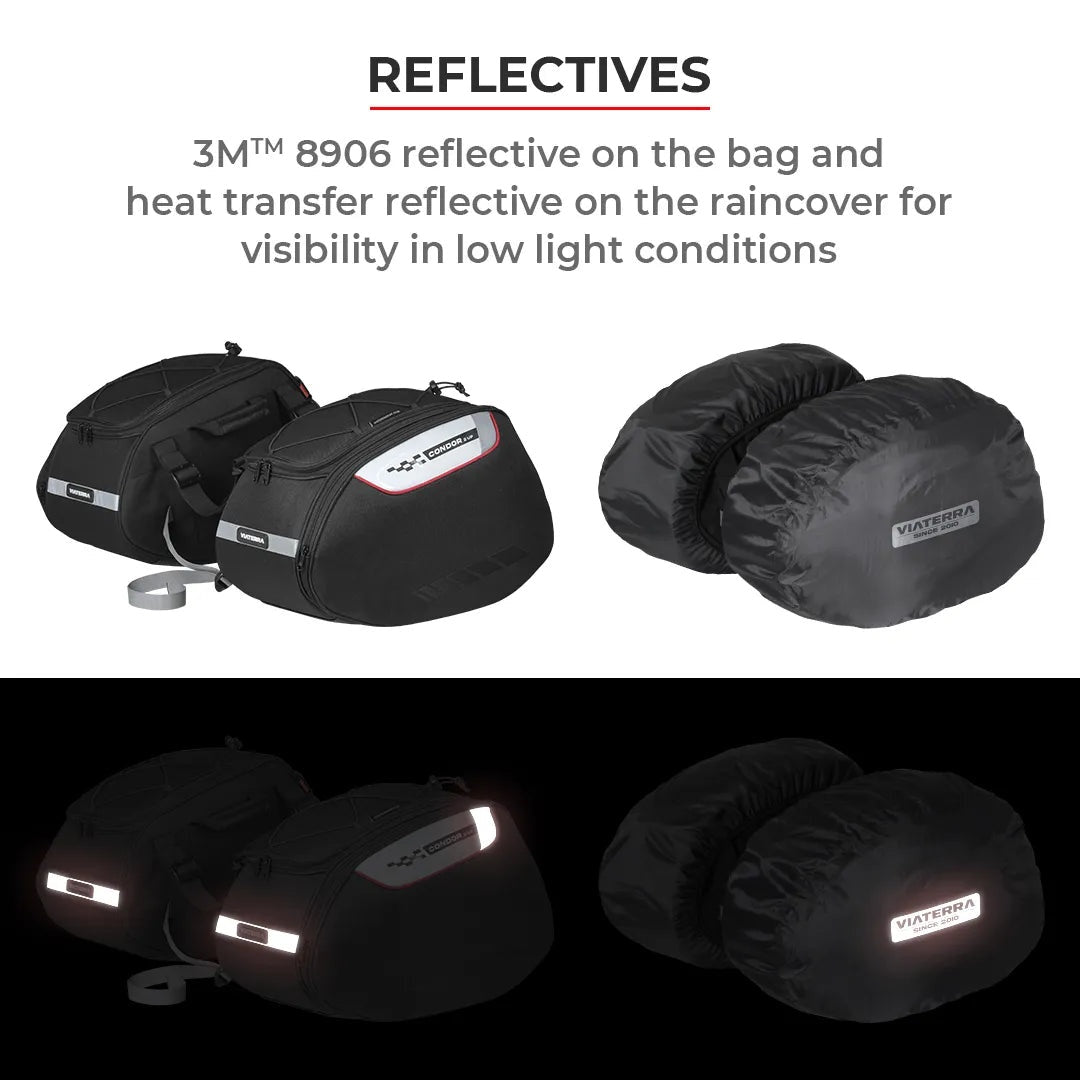 VIATERRA CONDOR 2UP 100% WATERPROOF MOTORCYCLE SADDLE BAGS