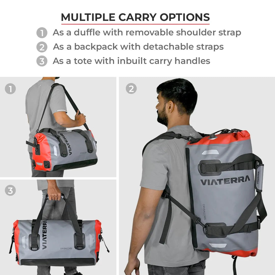 ViaTerra DryBag 40L 100% Waterproof Motorcycle Tailbag Universal