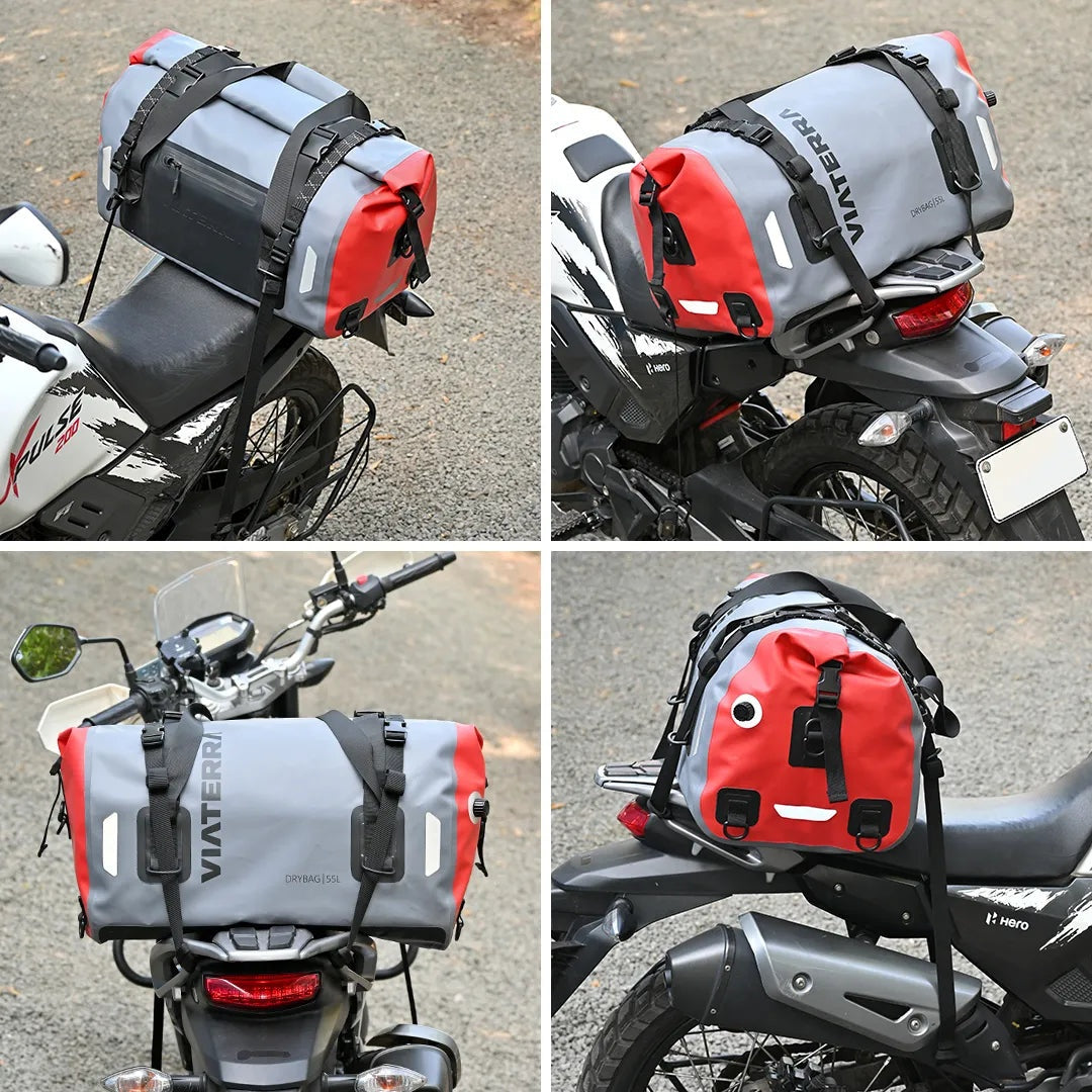 ViaTerra DryBag 55L 100% Waterproof Motorcycle Tailbag Universal