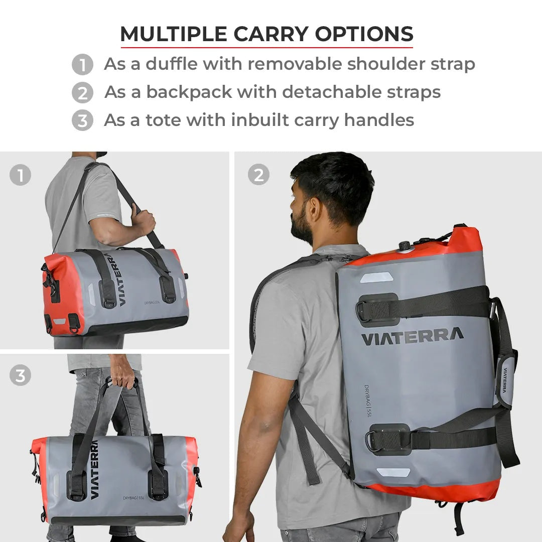 ViaTerra DryBag 55L 100% Waterproof Motorcycle Tailbag Universal
