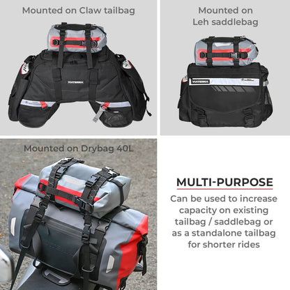 ViaTerra DryBag 8L 100% Waterproof Motorcycle Tailbag Rear rack bag Universal with versatile mounting