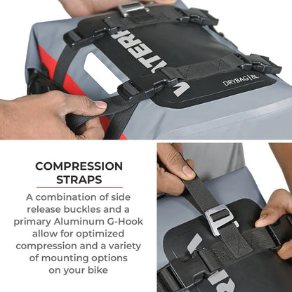 ViaTerra DryBag 8L 100% Waterproof Motorcycle Tailbag Rear rack bag Universal with versatile mounting