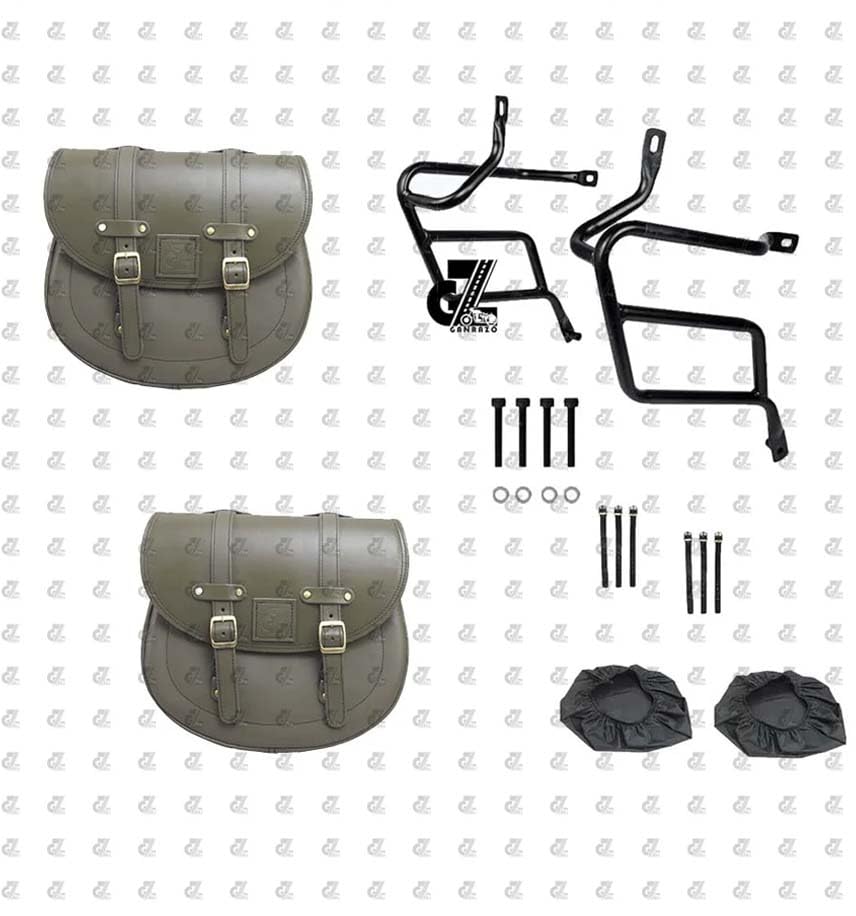 Genuine Leather Saddle Bag with Saddle Stay Pair For All New Classic 350 Reborn