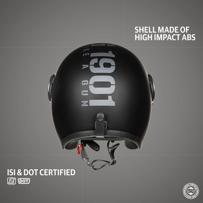 ROYAL ENFIELD JET OPEN FACE MLG HELMET WITH CLEAR VISOR MATT BLACK