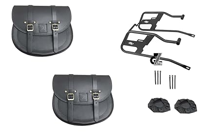 Genuine Leather Saddle Bag with Saddle Stay Pair for All Royal Enfield Hunter 350