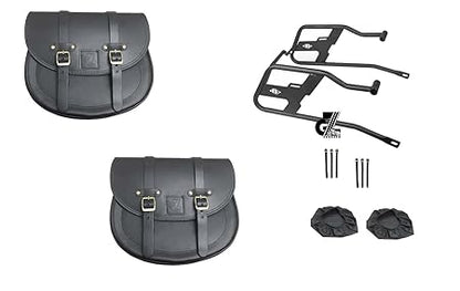 Genuine Leather Saddle Bag with Saddle Stay Pair for All Royal Enfield Hunter 350