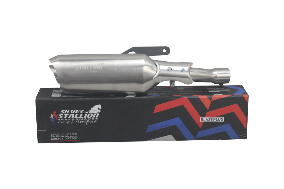 Silver Stallion Performance Silencer Exhaust (BLAZE PLUS) BRUSHED For Triumph speed 400/T4 & Scrambler 400x/XC
